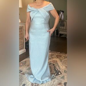 Rickie Freeman For Teri Jon - Jacquard Off-Shoulder Twist Gown